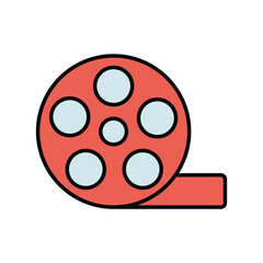 Fototapeta premium film roll color line icon with white background vector stock illustration