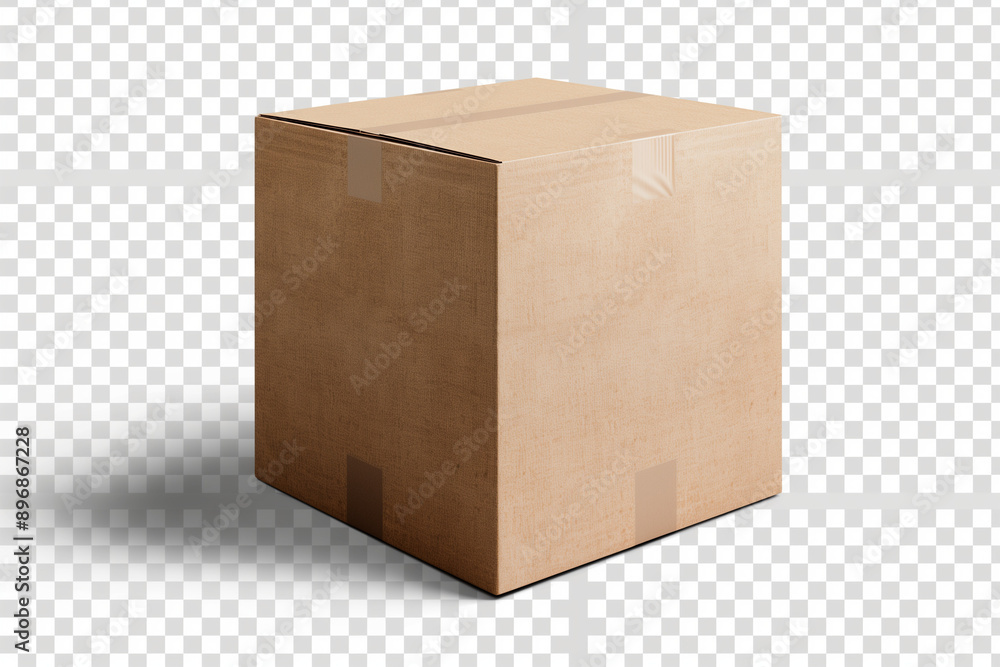 Poster cardboard box warehouse mockup, png file of isolated cutout object with shadow on transparent background.
