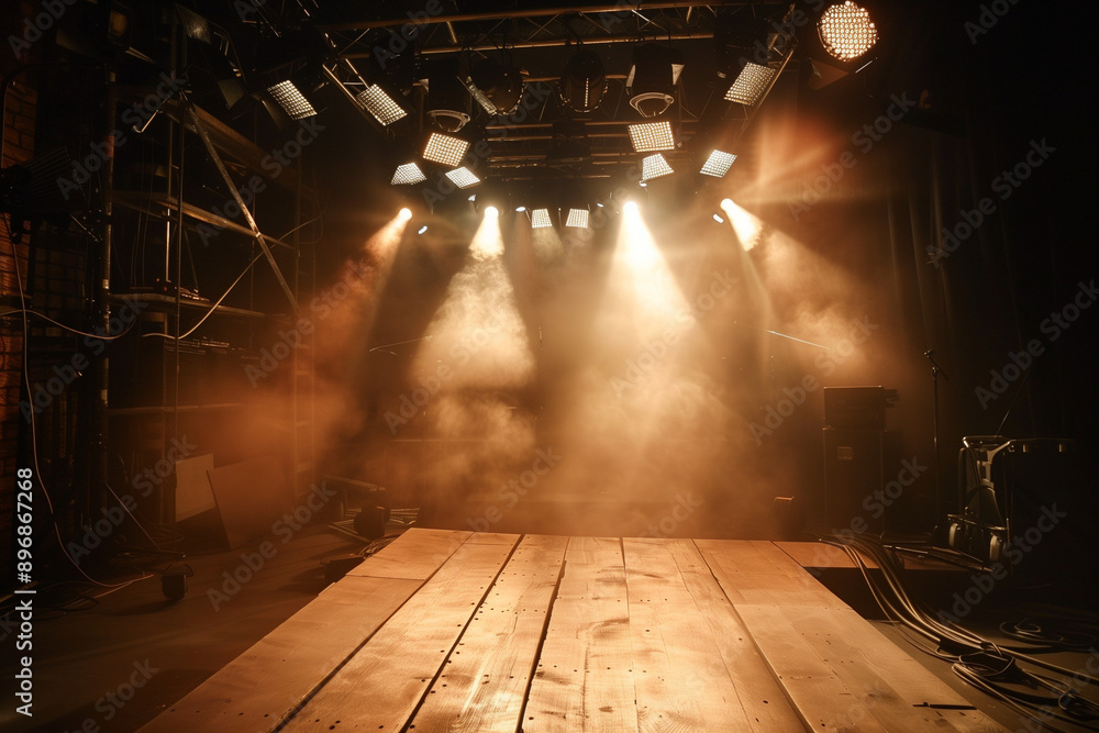 Aufkleber lighting ramp with powerful spotlights for creating artificial lighting when working in the theater,