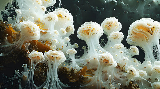 Mucor mold, bread mold fungi, found in soil, digestive systems. Opportunistic fungi that cause zygomycosis, and also involved in nose. Realistic mycosis clipart template pattern. Mucormycosis, fungal