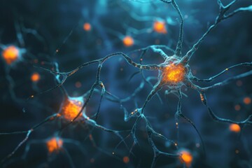 Neurons and nervous system. Human synapse brain science nerve cell. Anatomy biology