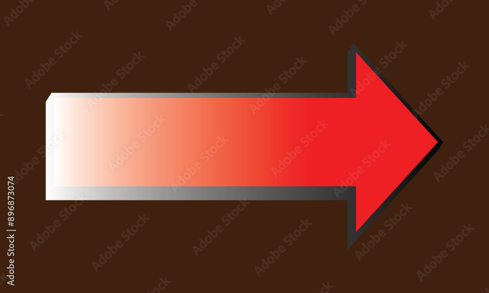 Poster red arrow icon. red shiny 3d arrow. arrow pointing to the right. red arrow icon isolated on brown ba