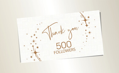 Thank you 500 followers card on white background	