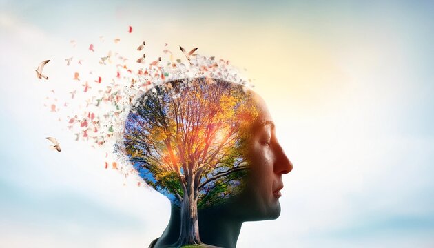 Generative AI illustration of annual collective mind concept art, exploding mind, inner world, dreams, emotions, imagination and creative mind