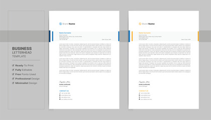 Stationary template. Letterhead format template, business style letterhead design template. Company letterhead template design.	