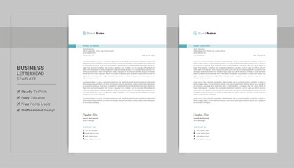 Stationary template. Letterhead format template, business style letterhead design template. Company letterhead template design.	