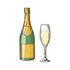 brandy and glass vintage hand drawn style