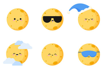 Cute moon character weather kids baby decoration cartoon illustration sticker 