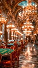 Obraz premium Casino Interior With Green Table And Chairs