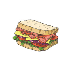 sandwich in vintage hand drawn style