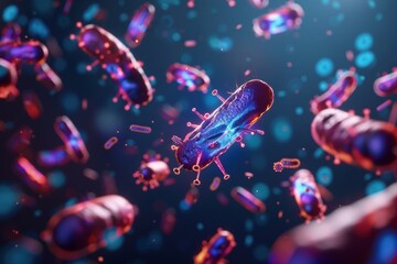 Obraz premium Microscopic bacteria can spread via contact, highlighting the importance of hygiene and preventive measures to control their transmission and reduce the risk of infection.