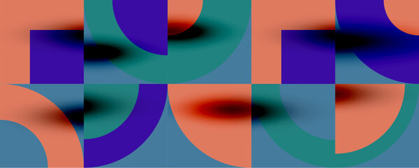 Fototapeta premium Neo memphis geometric pattern with circles, squares. Pop art abstract background for covers, banners, flyers and posters and other templates