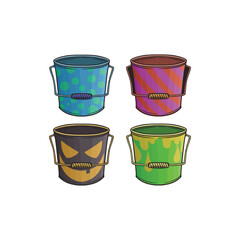 halloween candy bucket in many color and texture