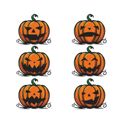 pack of Halloween pumpkin lantern with many expression