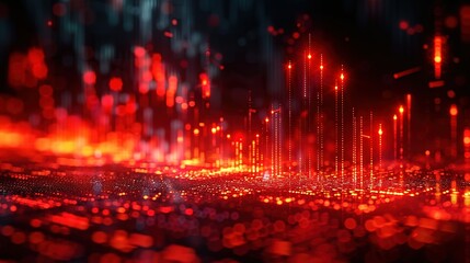 Digital Stock Image: Abstract Red Chart, Symbol of Financial Crisis