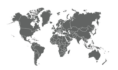 World map isolated on white background. for website layouts, background, education, precise, customizable, Travel worldwide, map silhouette backdrop, earth geography, political, reports.