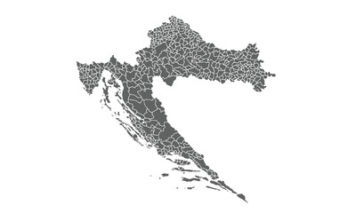 Political Map of Croatia isolated on white background. for website layouts, background, education, precise, customizable, Travel worldwide, map silhouette backdrop,earth geography, political,reports.