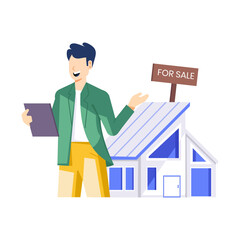 An illustration of realtor assistance in flat style 

