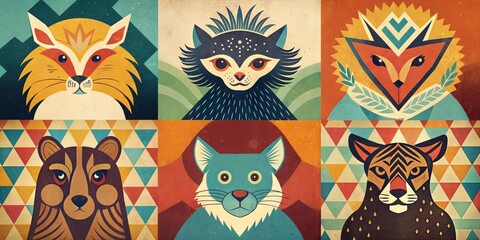 elements of animal retro pop style image background
