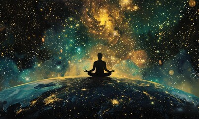 Embark on a cosmic journey with Cosmic Yoga Meditating across the Universe. Explore peace and harmony through interstellar meditation and mindfulness techniques amidst the vast cosmos