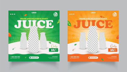 Food Social Media Post design. juice Menu design. set of food social media post or web banner template design.	