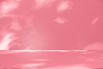 Studio style background wall decoration presentation uses white and pink tones. with shadows cast from a nearby window, concept creating a decorative backdrop.
