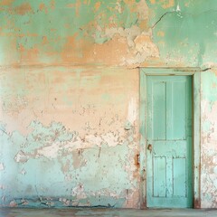 Small Door in Decayed Pastel Wall