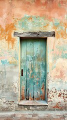 Small Door in Decayed Pastel Wall
