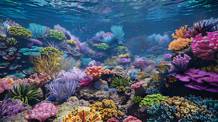 Colorful and beautiful coral reefs under the ocean