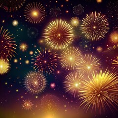 Naklejka premium 花火が豪華絢爛に彩る夜空