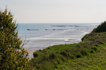 Mulberry Harbour at Arromanches and Omaha Beach, Normandy, France