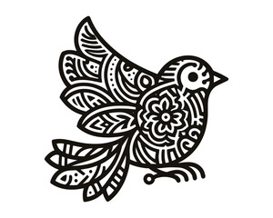 Vector bird line art mandala design