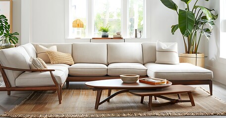 Modern Living Room with Sectional Sofa, Coffee Table, and Rug