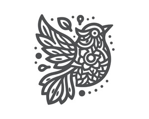 Vector bird line art mandala design