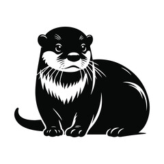 Wildlife mammal otter silhouette vector on white color background.
