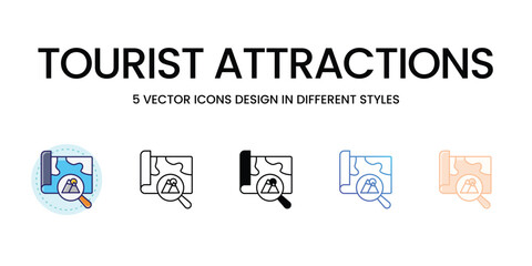 Tourist Attractions icons set vector illustration. vector stock