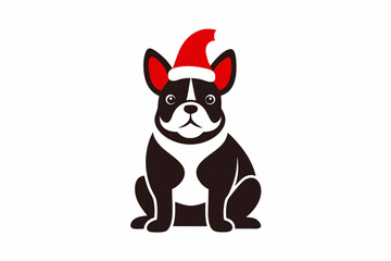 Christmas french bulldog sitting style vector art illustration