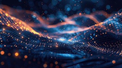 Obraz premium Dynamic 3D particles in motion, creating a sense of digital energy