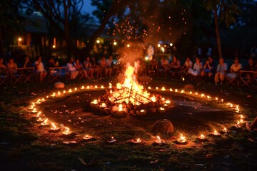 A warm yearly festival featuring recurring traditions and a festive mood creates an inviting and celebratory environment