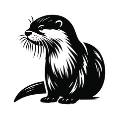 Wildlife mammal otter silhouette vector on white color background.