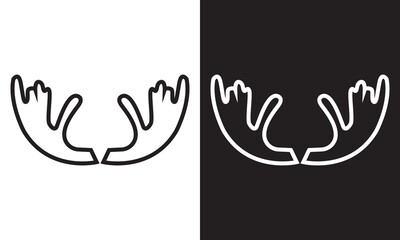 Deer antlers black icons set on white and black background. EPS 10