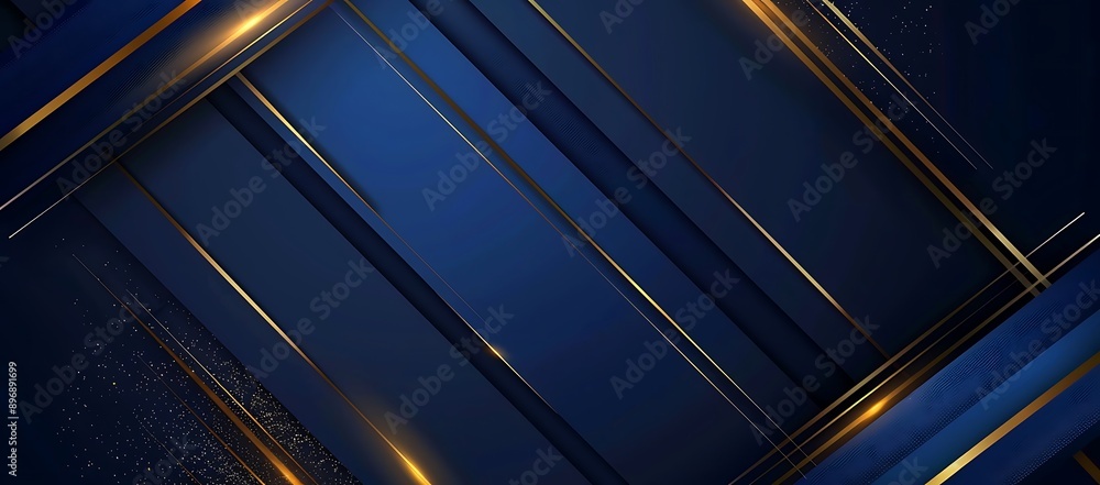 Aufkleber an abstract design featuring a dark blue background with diagonal golden lines and subtle glitter