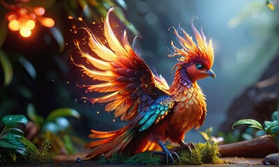 Fototapeta premium A Young Phoenix of the Flames