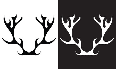 Deer antlers black icons set on white and black background. EPS 10