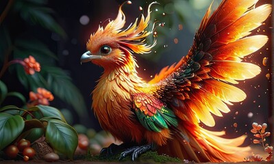 Fototapeta premium A Young Phoenix of the Flames