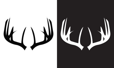 Deer antlers black icons set on white and black background. EPS 10