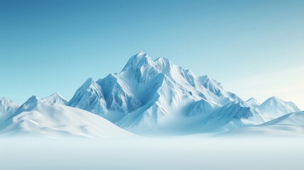 Obraz premium Snow-covered mountain peaks under a clear blue sky, realistic, 8K, UHD