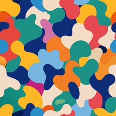 Seamless pattern of colorful abstract forms, Generative AI