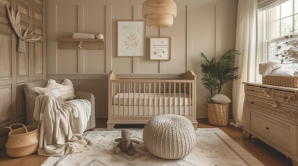 the interior of a children's room with a cot