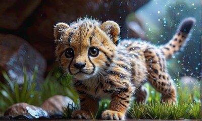 Obraz premium Little Cheetah Cub